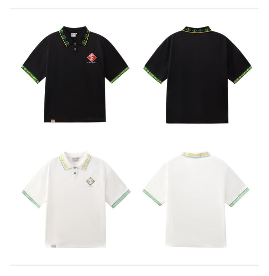 Small Town Kid Ethnic Pattern Jacquard Polo Shirt | Face 3 Face