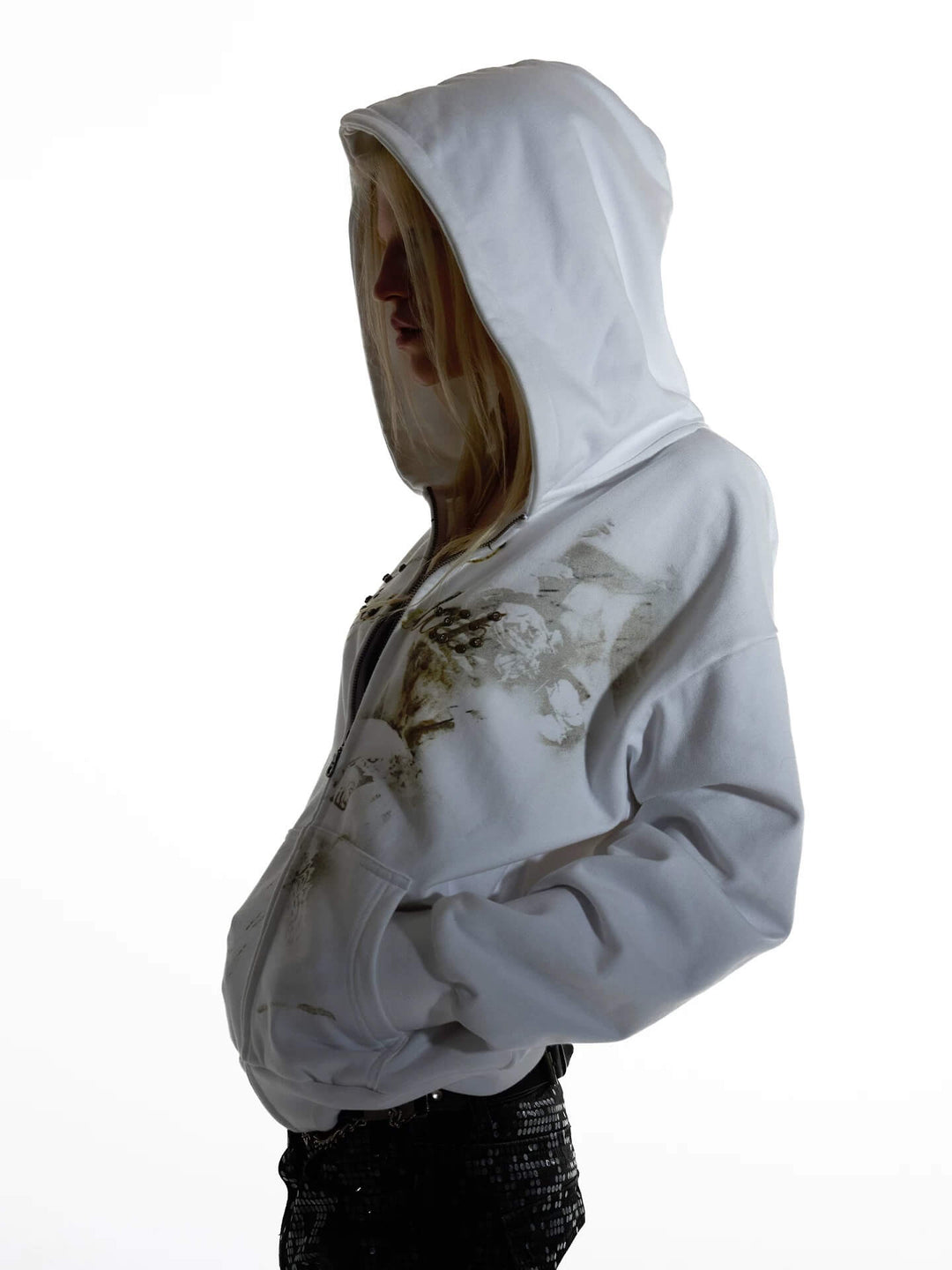 Night Lab Studded Rhinestone Zip Up Hoodie | Face 3 Face