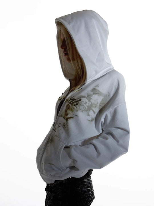 Night Lab Studded Rhinestone Zip Up Hoodie | Face 3 Face