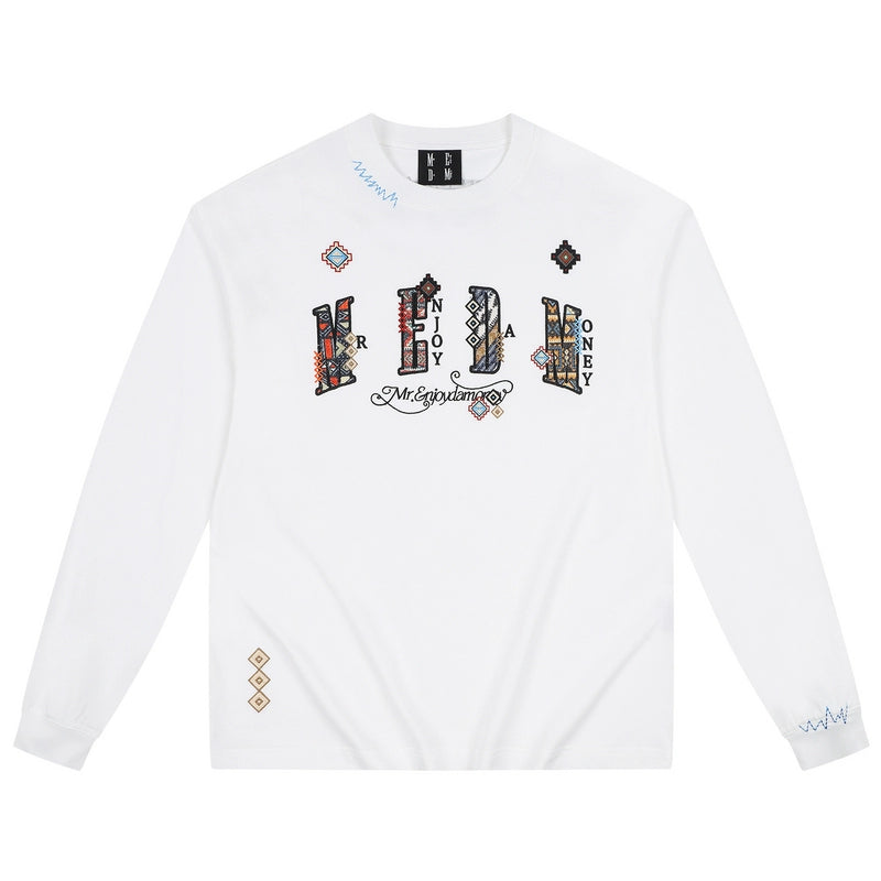 MEDM Ethnic Patch Embroidered Long Sleeve Tee | Face 3 Face