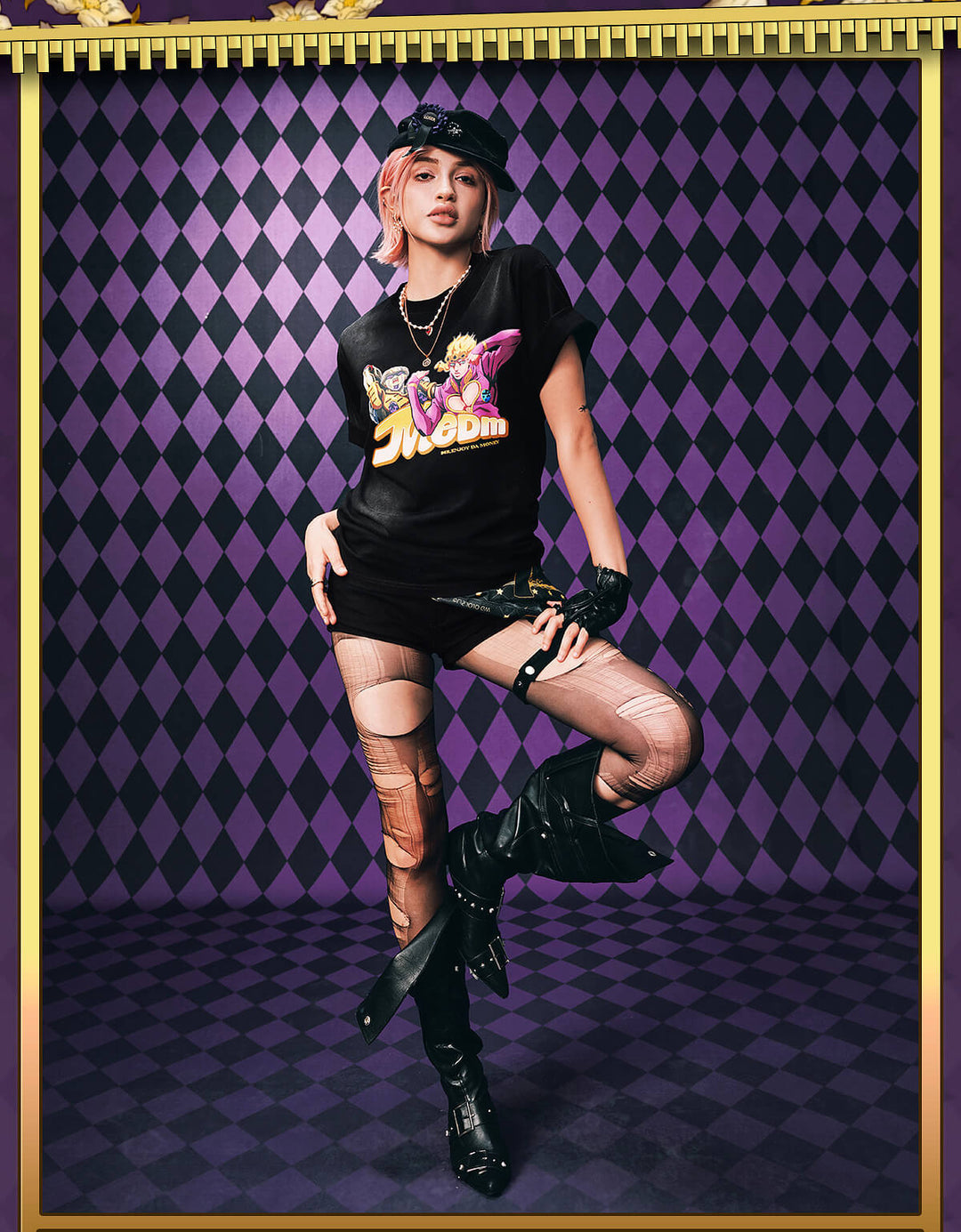 MEDM × JOJO Washed Distressed Character Print Tee | Face 3 Face