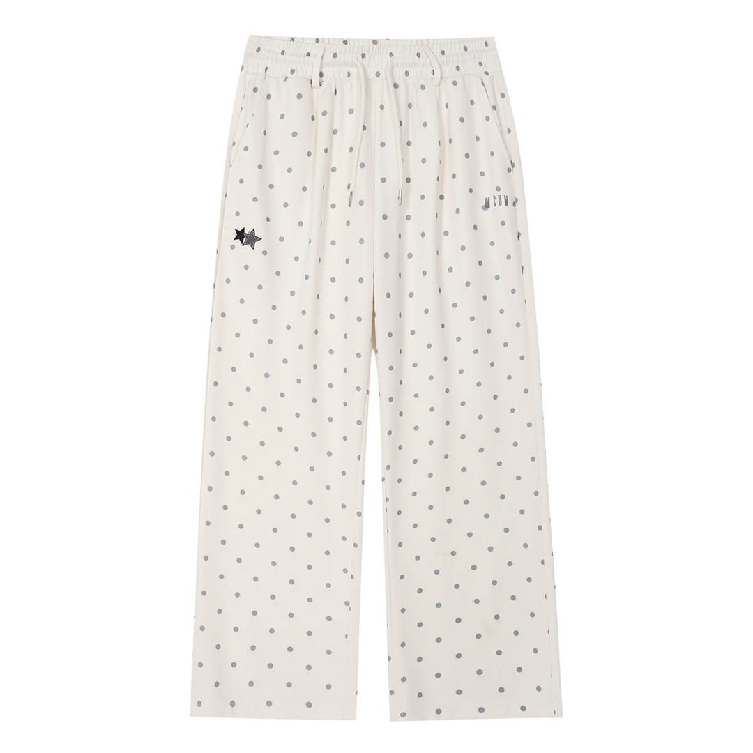 MEDM Polka Dot Print Wide Leg Sweatpants | Face 3 Face