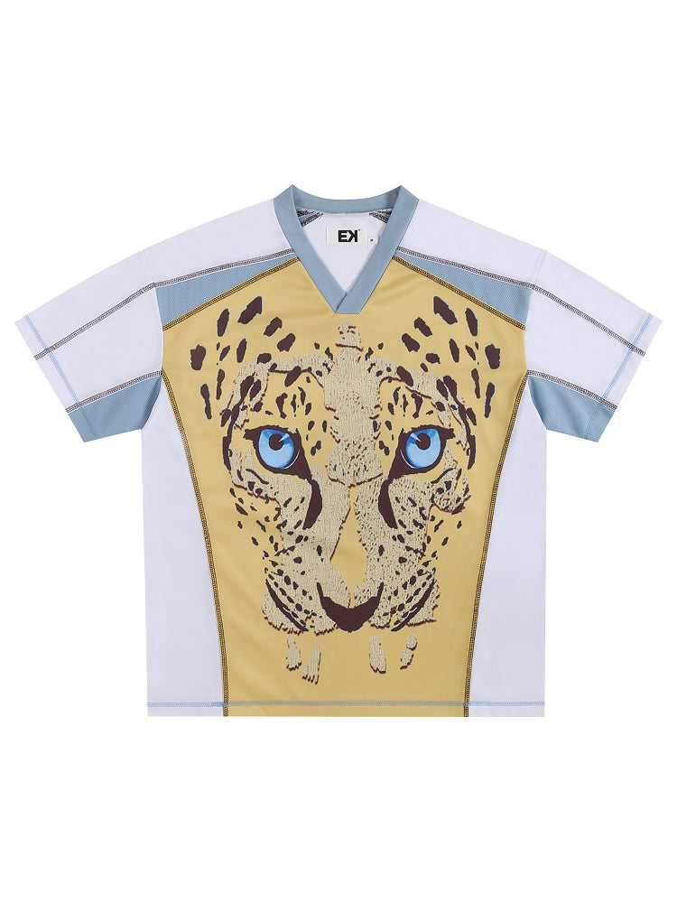 EVILKNIGHT(EK) Leopard Print V-neck Soccer Jersey | Face 3 Face