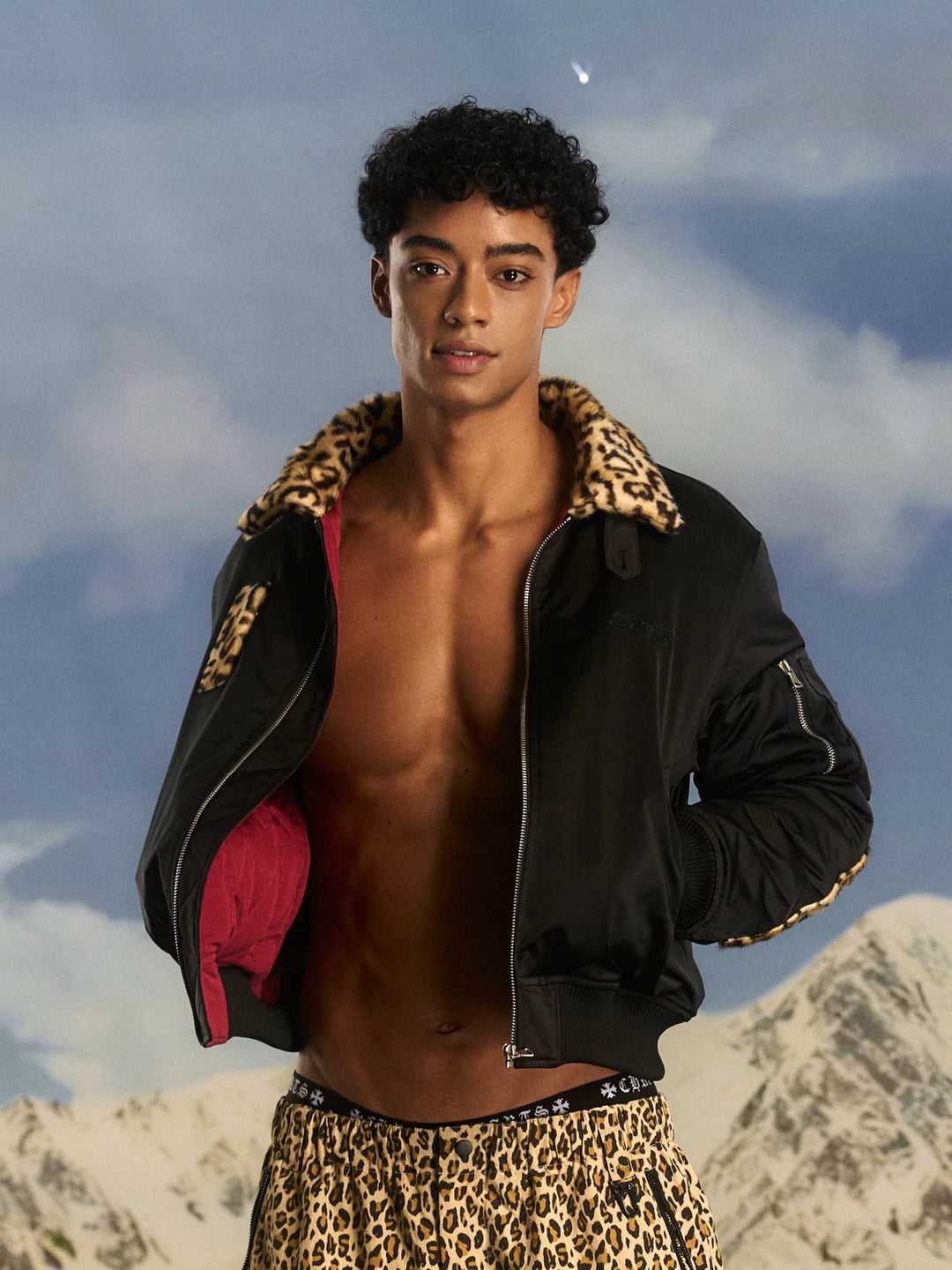 S45 Leopard Trim Patchwork MA-1 Bomber Jacket | Face 3 Face