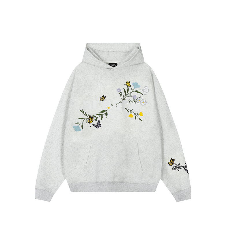 Puff print hoodies | Achock Flowers & Butterflies Embroidered Hoodie | Face 3 Face