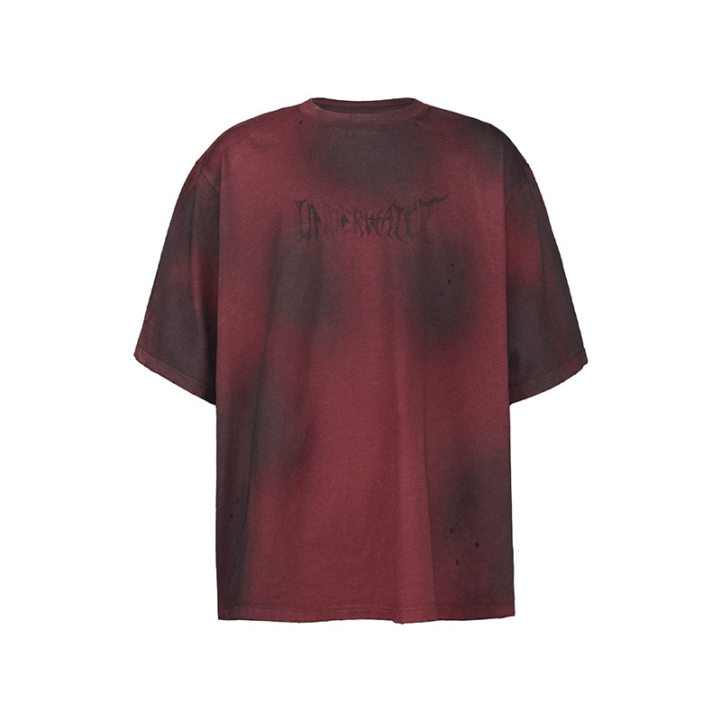 UNDERWATER Dirty-Dyed Distressed Red Logo Print Tee | Face 3 Face