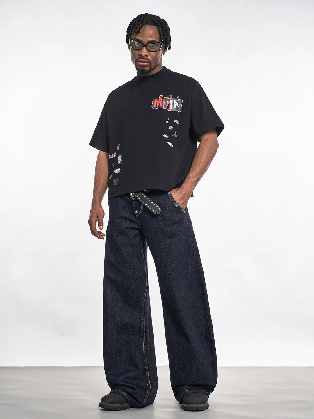 F3F Select Turquoise Studs Machete Jeans | Face 3 Face