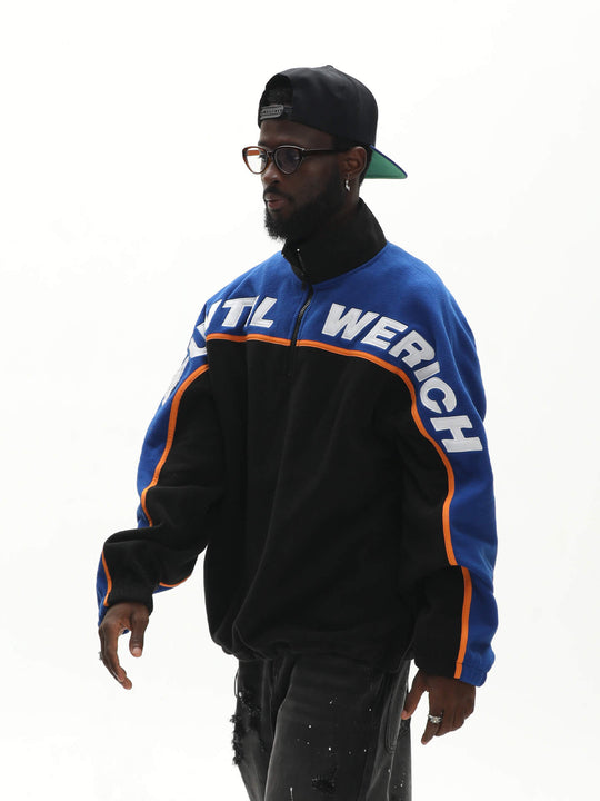 UNTILWERICH Half Zip Color Block Fleece Sweatshirt