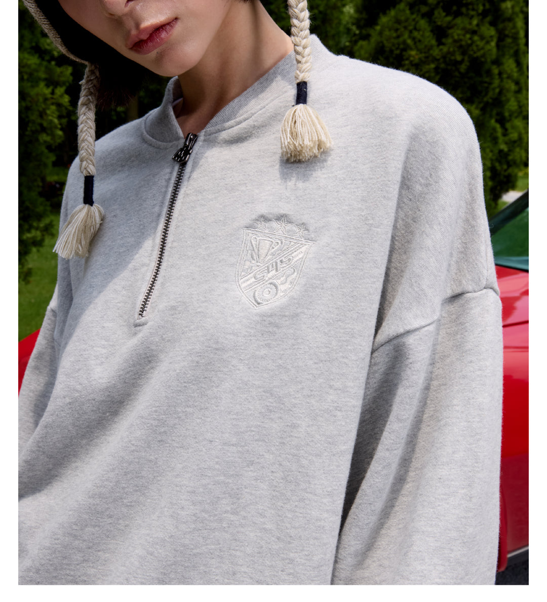 S45 Half Zip Logo Embroidered Sweatshirt | Face 3 Face
