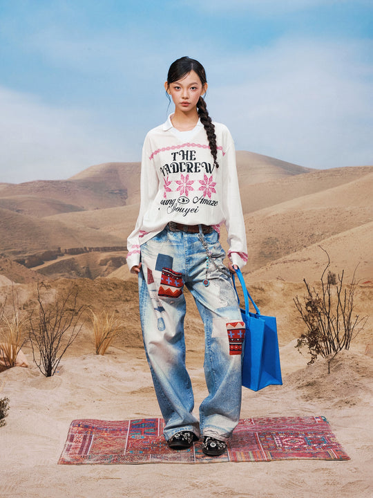 YADcrew Ethnic Pattern Long Sleeve Polo Jersey | Face 3 Face