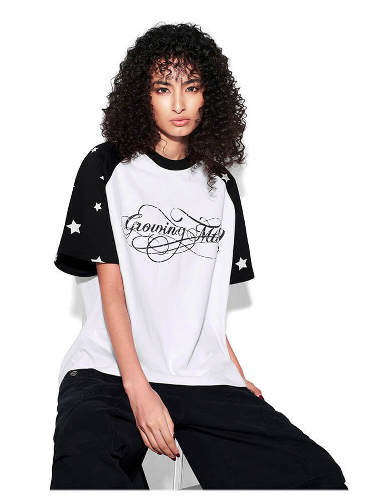 F3F Select Star Print Raglan Color Block Tee | Face 3 Face