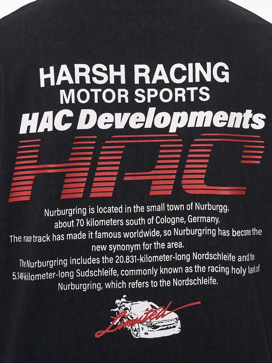 Harsh and Cruel Retro Racing Logo Print Tee