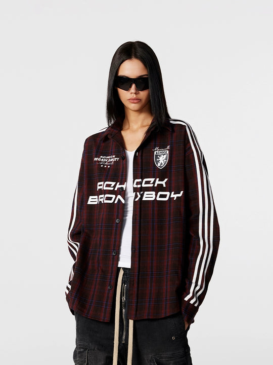 Achock Striped Patchwork Plaid Long Sleeved Shirt | Face 3 Face