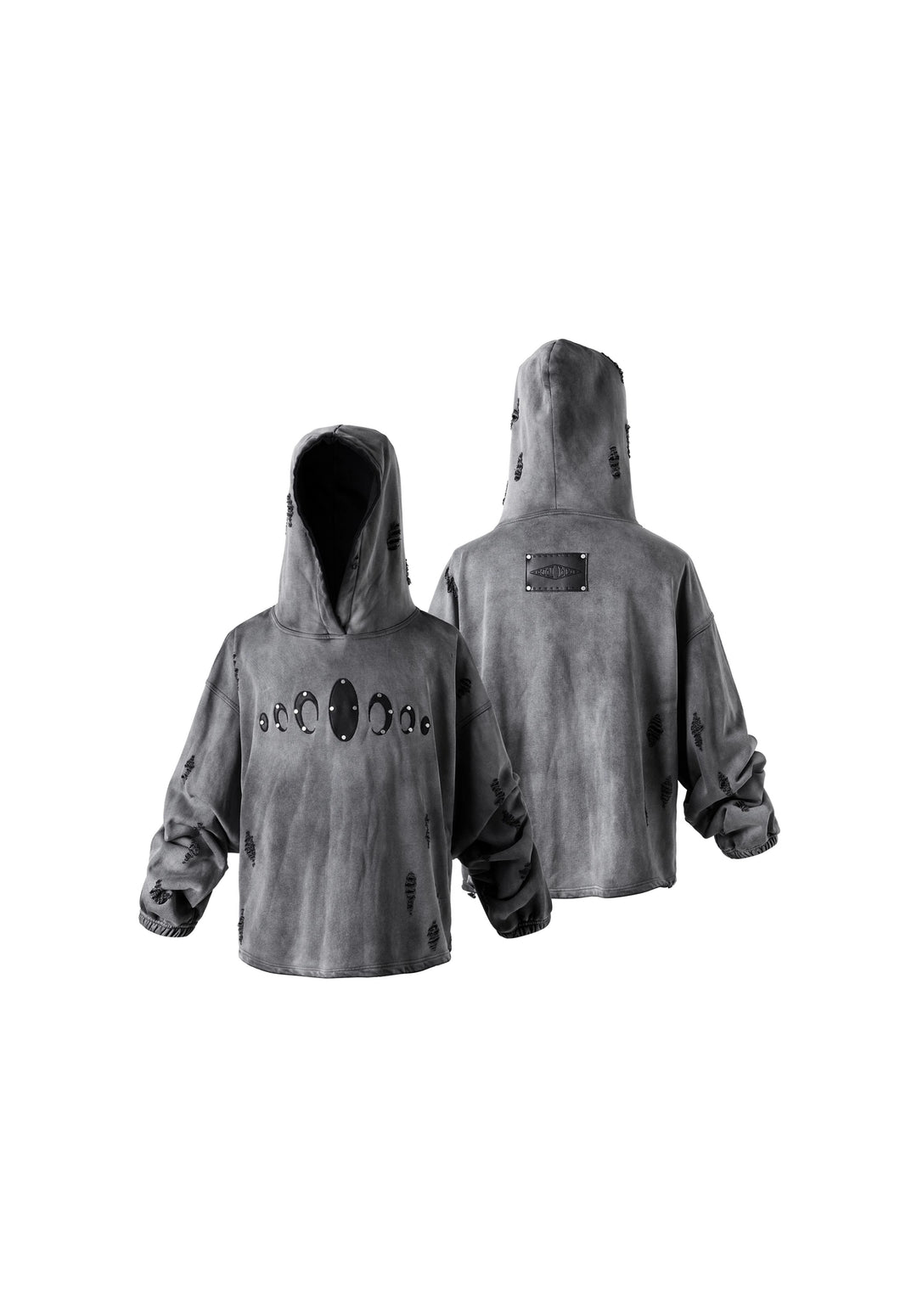KARMANISTIC Distressed Washed Rivets Hoodie | Face 3 Face