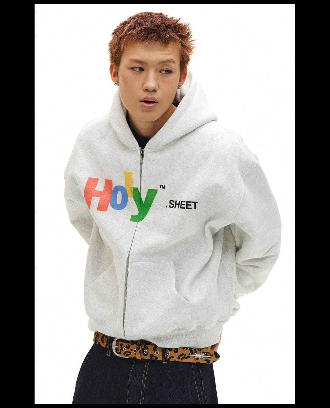 NOVACAM Vintage Monogram Print Zip Up Hoodie | Face 3 Face