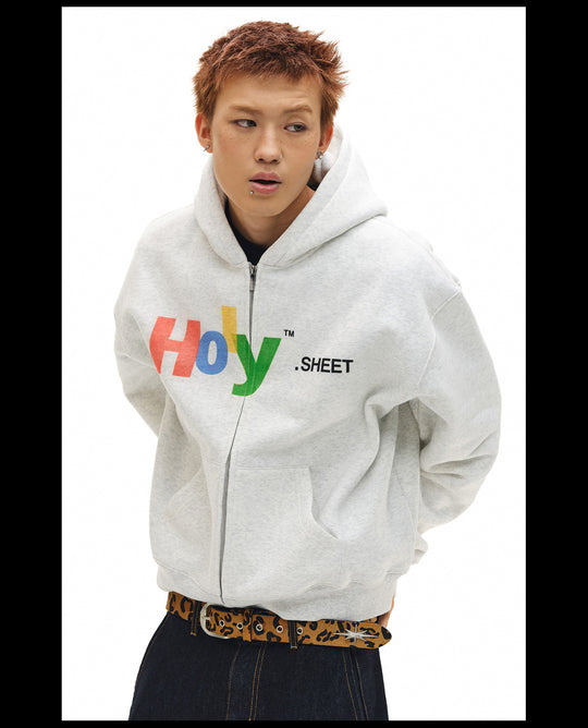 NOVACAM Vintage Monogram Print Zip Up Hoodie | Face 3 Face