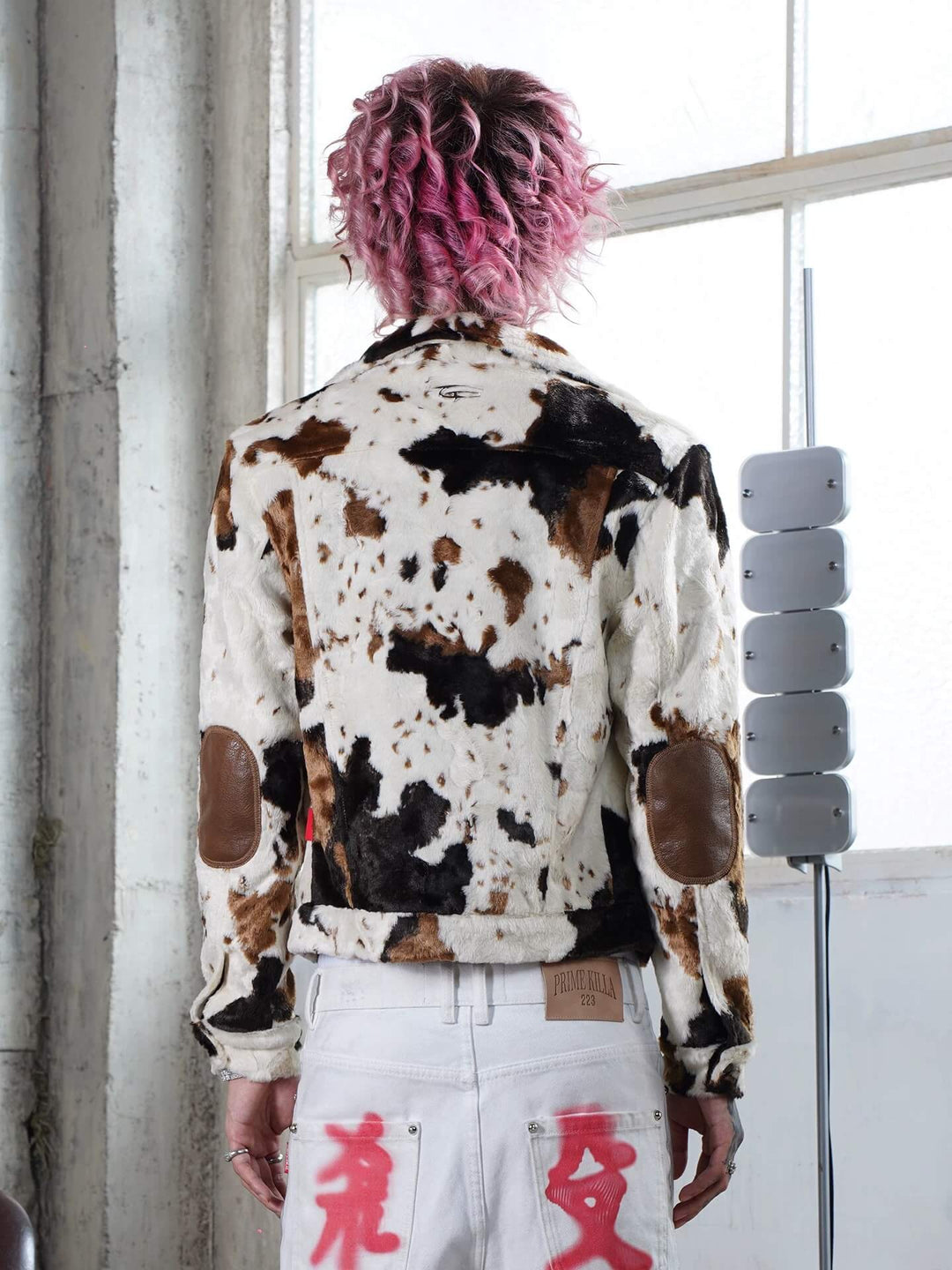 TGFCLUB Cow Print Faux Fur Leather Slim Fit Jacket | Face 3 Face