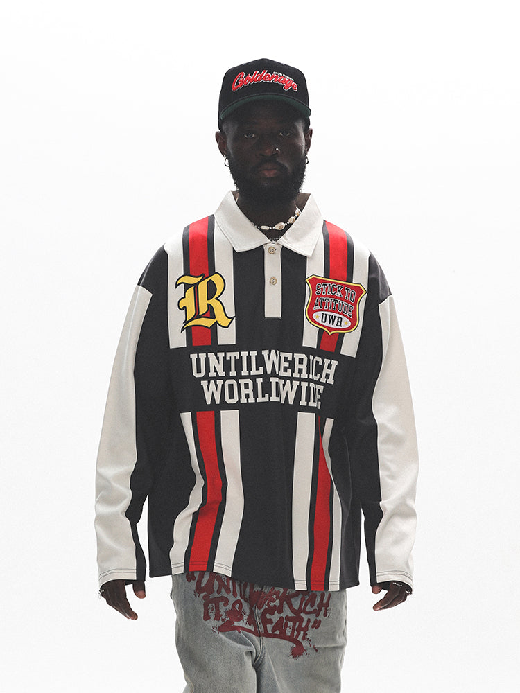 UNTILWERICH Contrast Stitch Long Sleeve Polo Jersey | Face 3 Face