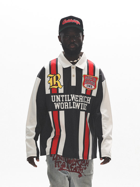 UNTILWERICH Contrast Stitch Long Sleeve Polo Jersey | Face 3 Face