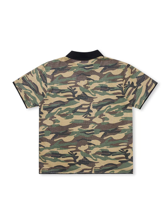 EVILKNIGHT(EK) Embossed Snake Print Camo Polo | Face 3 Face