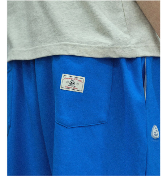 S45 Basic Heavyweight Logo Print Cutoff Baggy Sweat Shorts