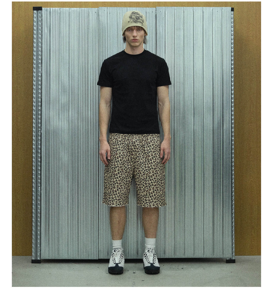 S45 Leopard Print Cutoff Sweat Shorts
