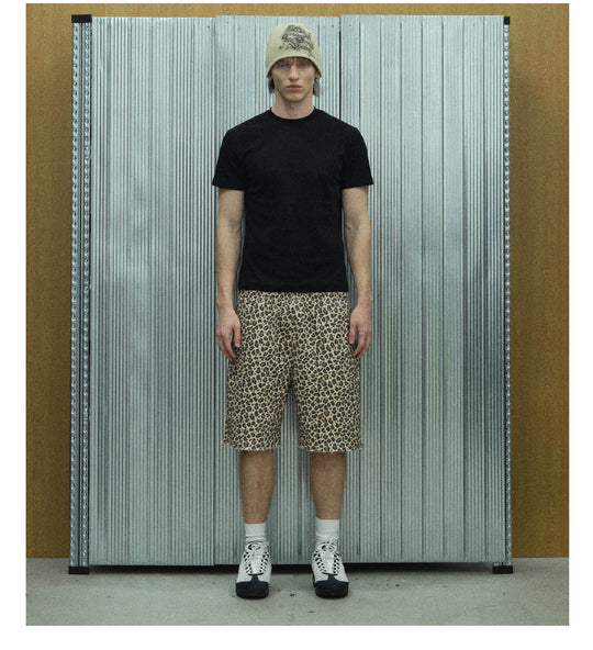 S45 Leopard Print Cutoff Sweat Shorts