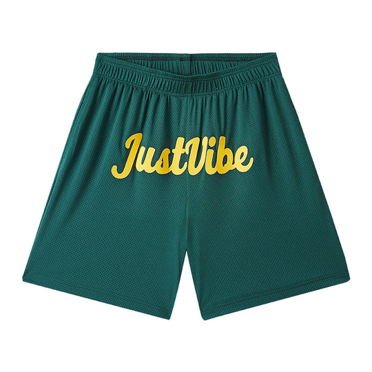 JUST VIBE Basic Logo Printed Mesh Basketball Shorts | Face 3 Face