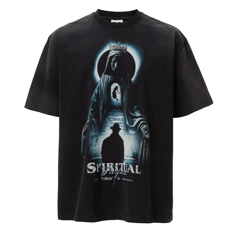 F2CE Washed Vintage "SPIRITUAL WARFARE" Printed Tee | Face 3 Face