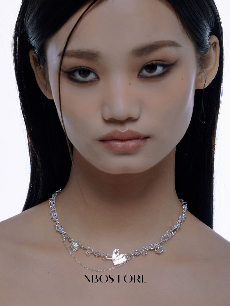 NboStore Zirconia Daisy couple Necklace | Face 3 Face