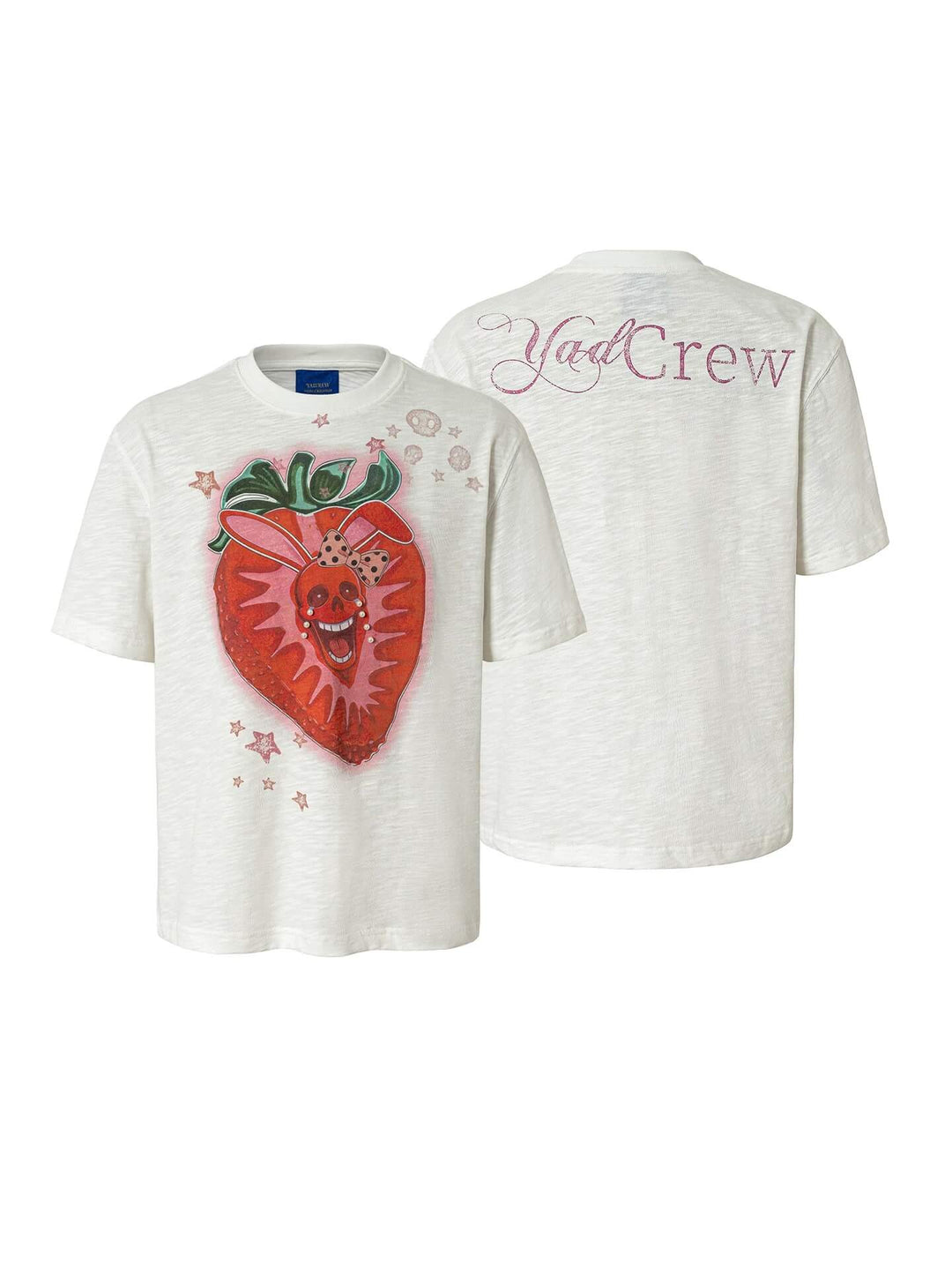 YADcrew Berry Bone Sweetheart Print Pearl and Rhinestone Tee | Face 3 Face