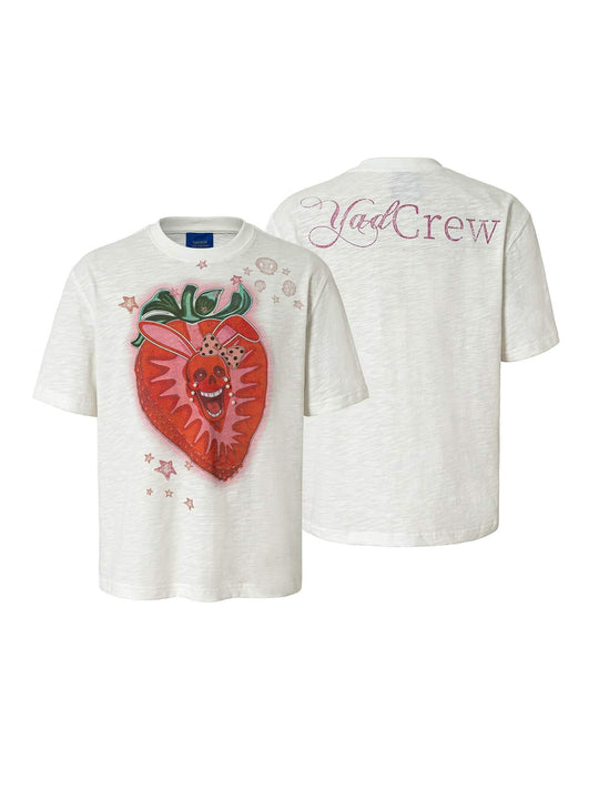 YADcrew Berry Bone Sweetheart Print Pearl and Rhinestone Tee | Face 3 Face