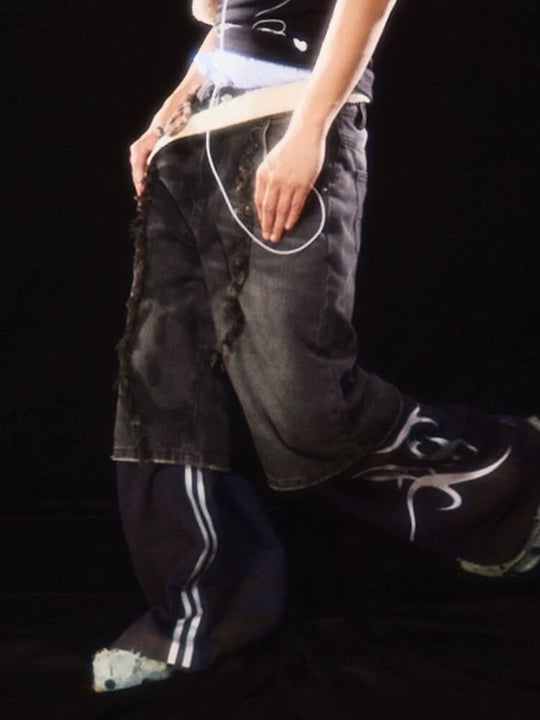 Night Lab Frayed Seam Washed Denim Shorts