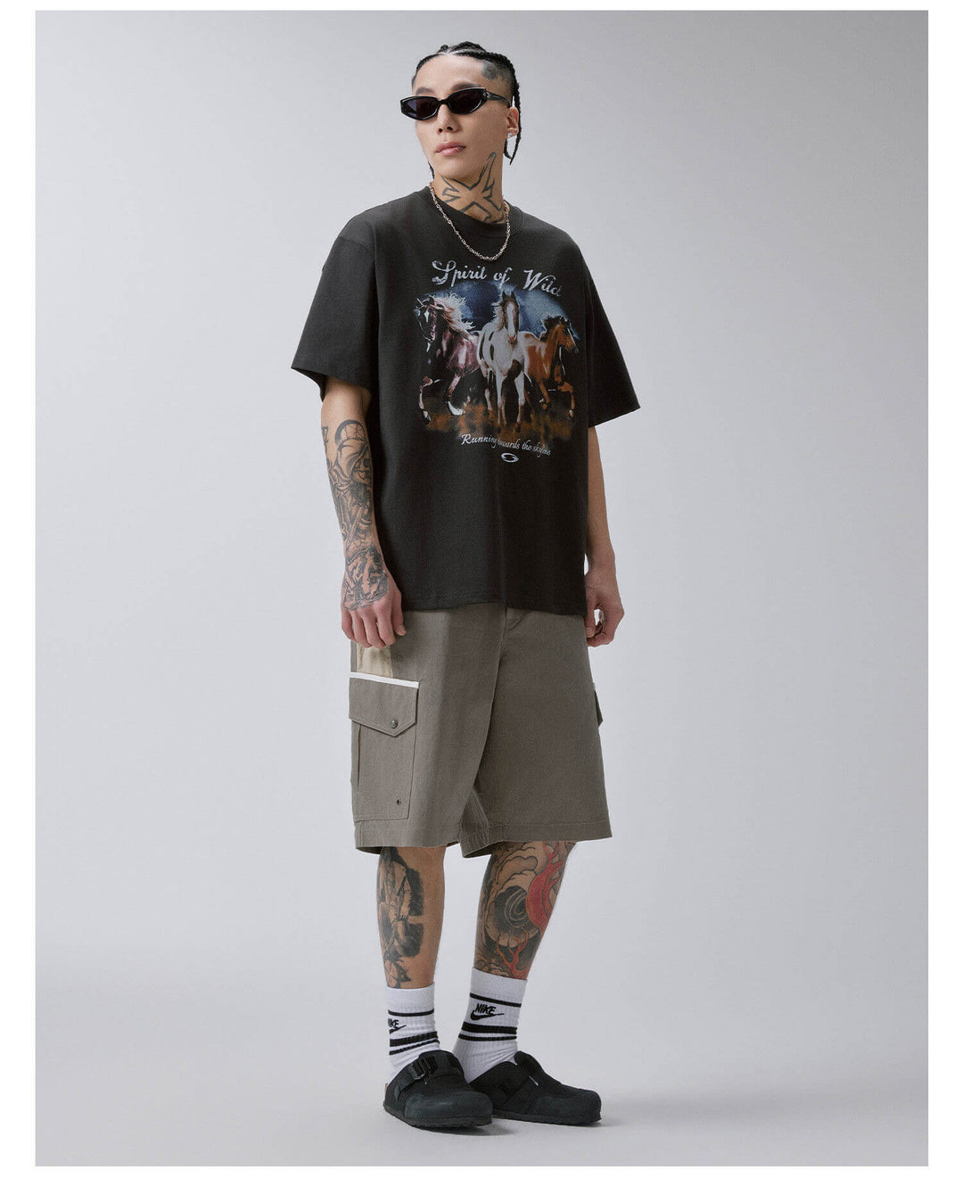 F2CE Galloping Horse Graphic Washed Short Sleeve Tee | Face 3 Face