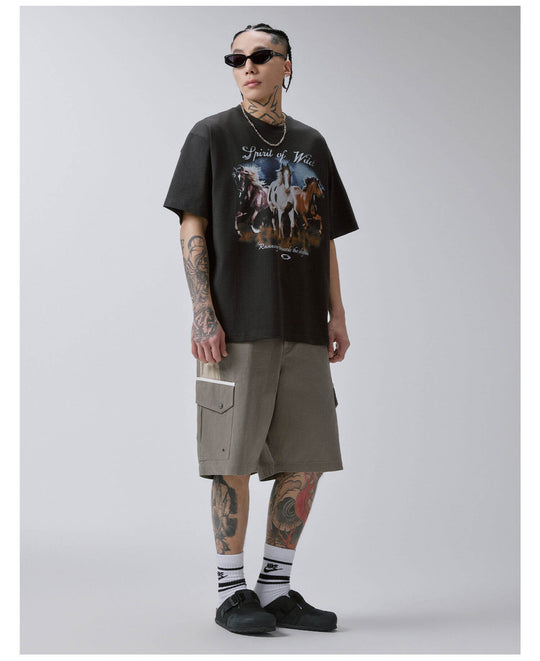 F2CE Galloping Horse Graphic Washed Short Sleeve Tee | Face 3 Face