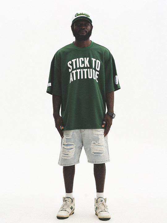UNTILWERICH Mesh Basic Slogan Print Short Sleeve Basketball Tee | Face 3 Face