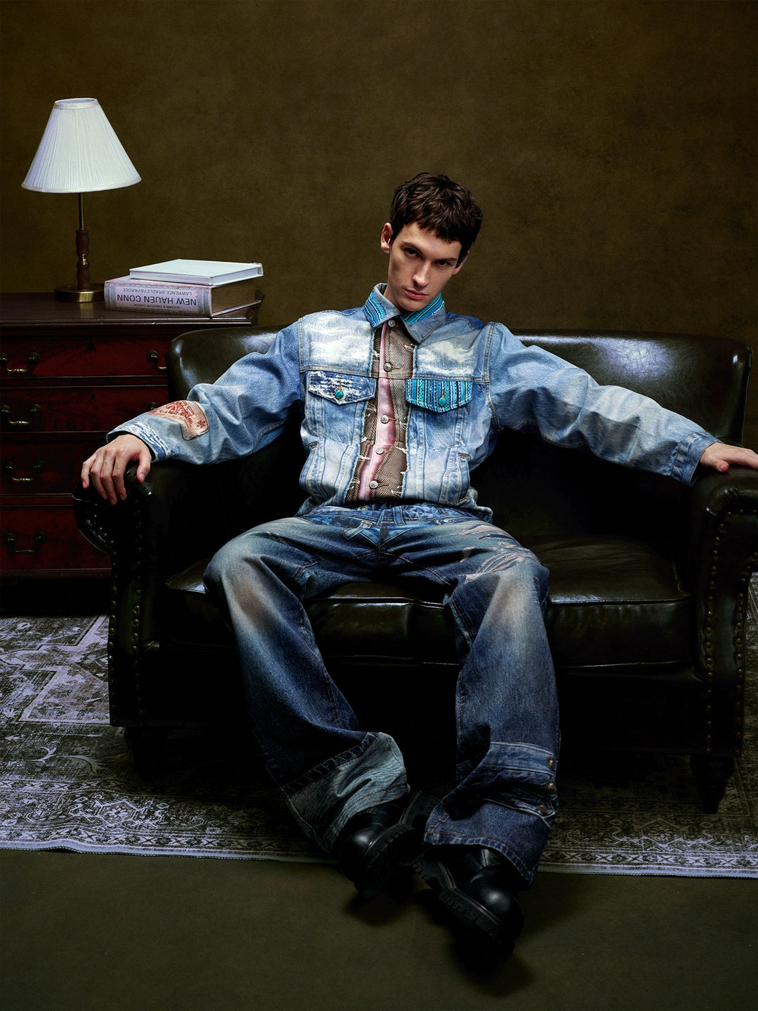 YADcrew Washed Digital Print Denim Jacket | Face 3 Face