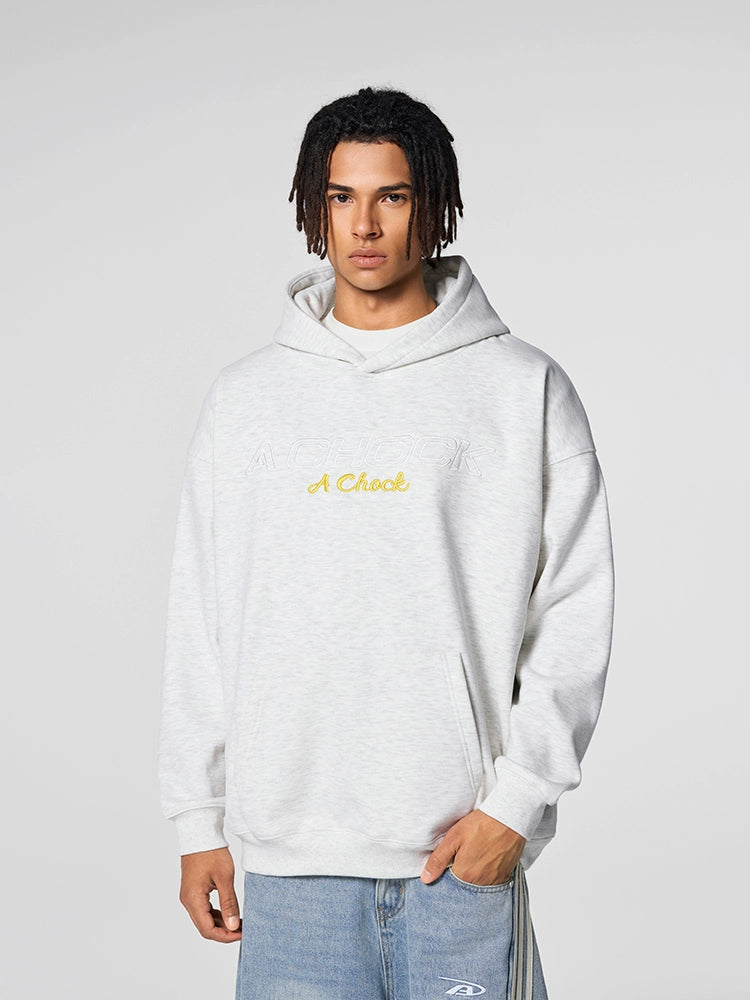Men's puff print hoodie | Achock Flower Logo Embroidered Hoodie | Face 3 Face
