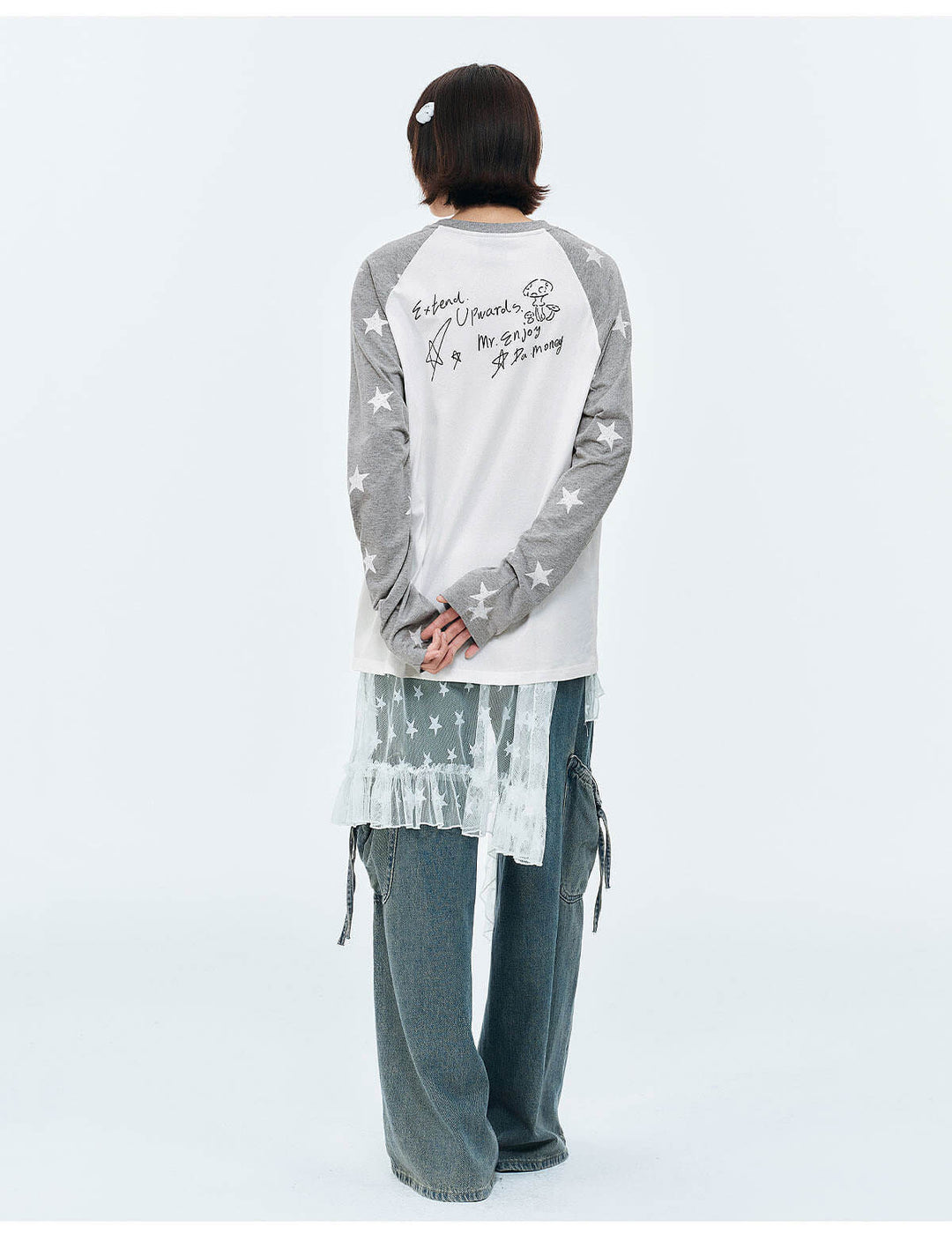 MEDM Star Print Raglan Long Sleeve Tee | Face 3 Face