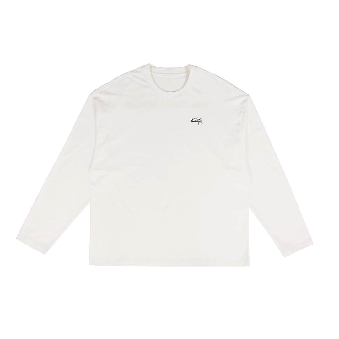 UNDERWATER White Thorn Ring Logo Print Long Sleeve Tee | Face 3 Face