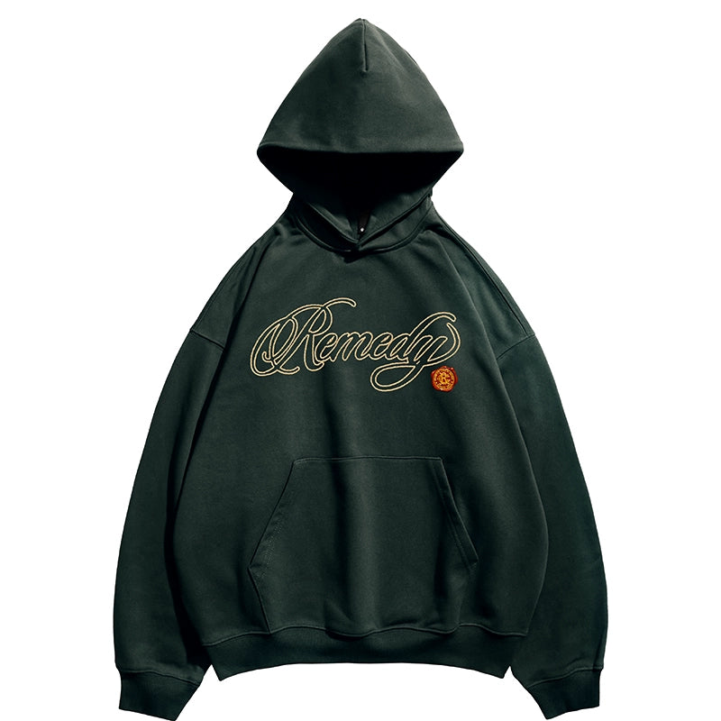 Remedy Metal Wax Seal 3D Logo Embroidered Hoodie | Face 3 Face