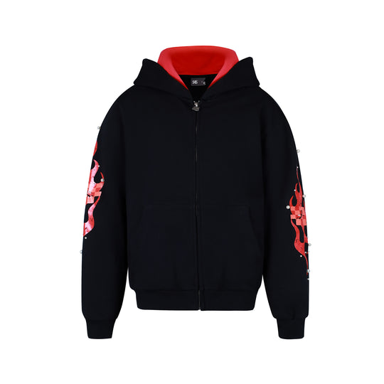 S45 Flame Print Zip Up Hoodie | Face 3 Face
