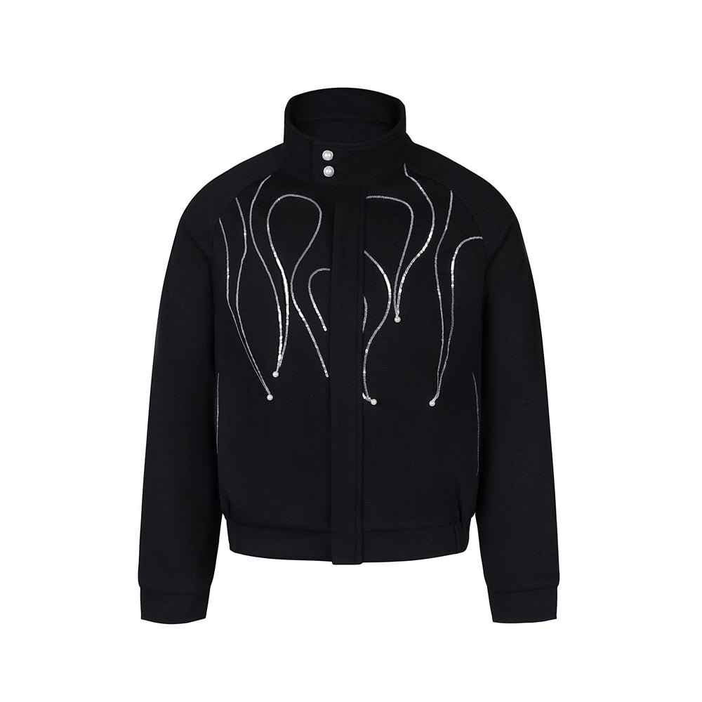 S45 Flame Sequin Wool Harrington Jacket | Face 3 Face