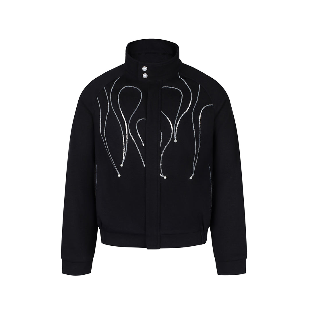 S45 Flame Sequin Wool Harrington Jacket | Face 3 Face