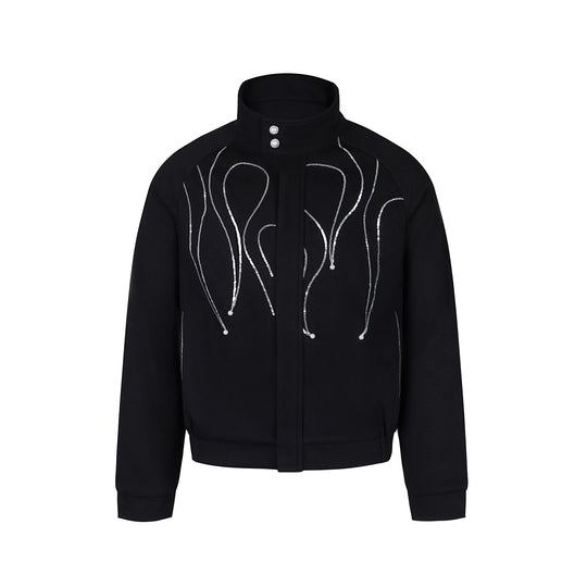 S45 Flame Sequin Wool Harrington Jacket | Face 3 Face