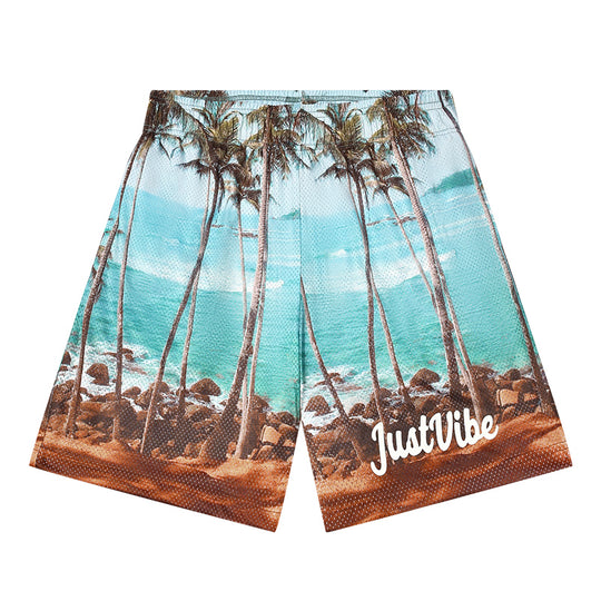 JUST VIBE Coconut Beach Mesh Basketball Shorts | Face 3 Face