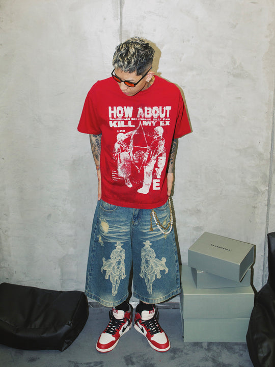 S45 Slogan Stain Damage Tee | Face 3 Face