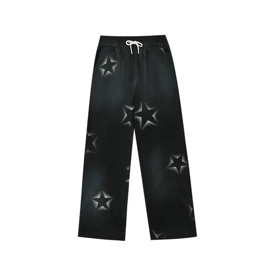 MEDM All Over Star Print Washed Sweatpants | Face 3 Face