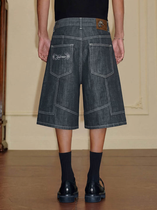 YADcrew Cross Motif Button Paneled Denim Shorts | Face 3 Face