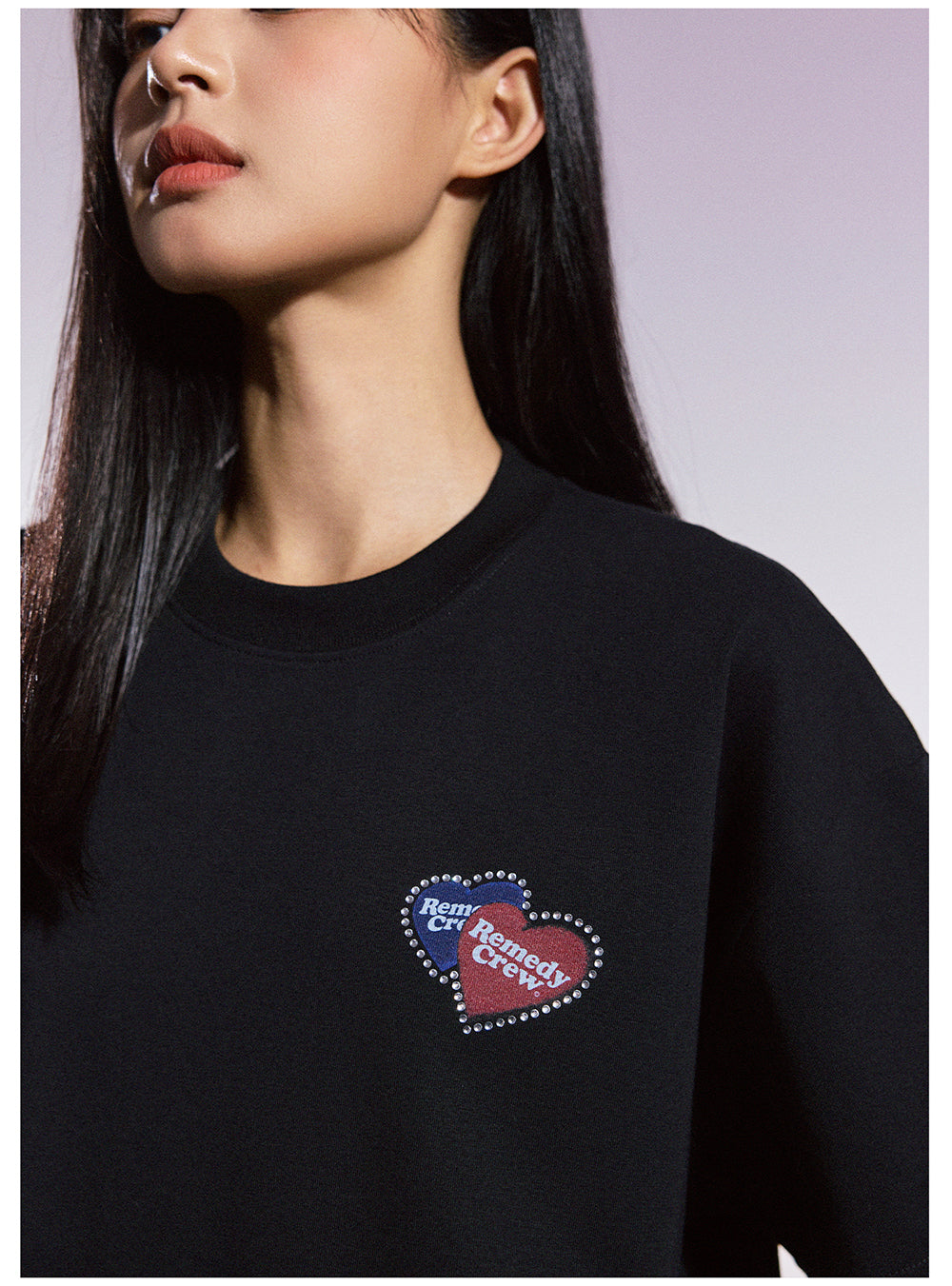 Remedy Blue and Red Love Heart Rhinestone Tee | Face 3 Face